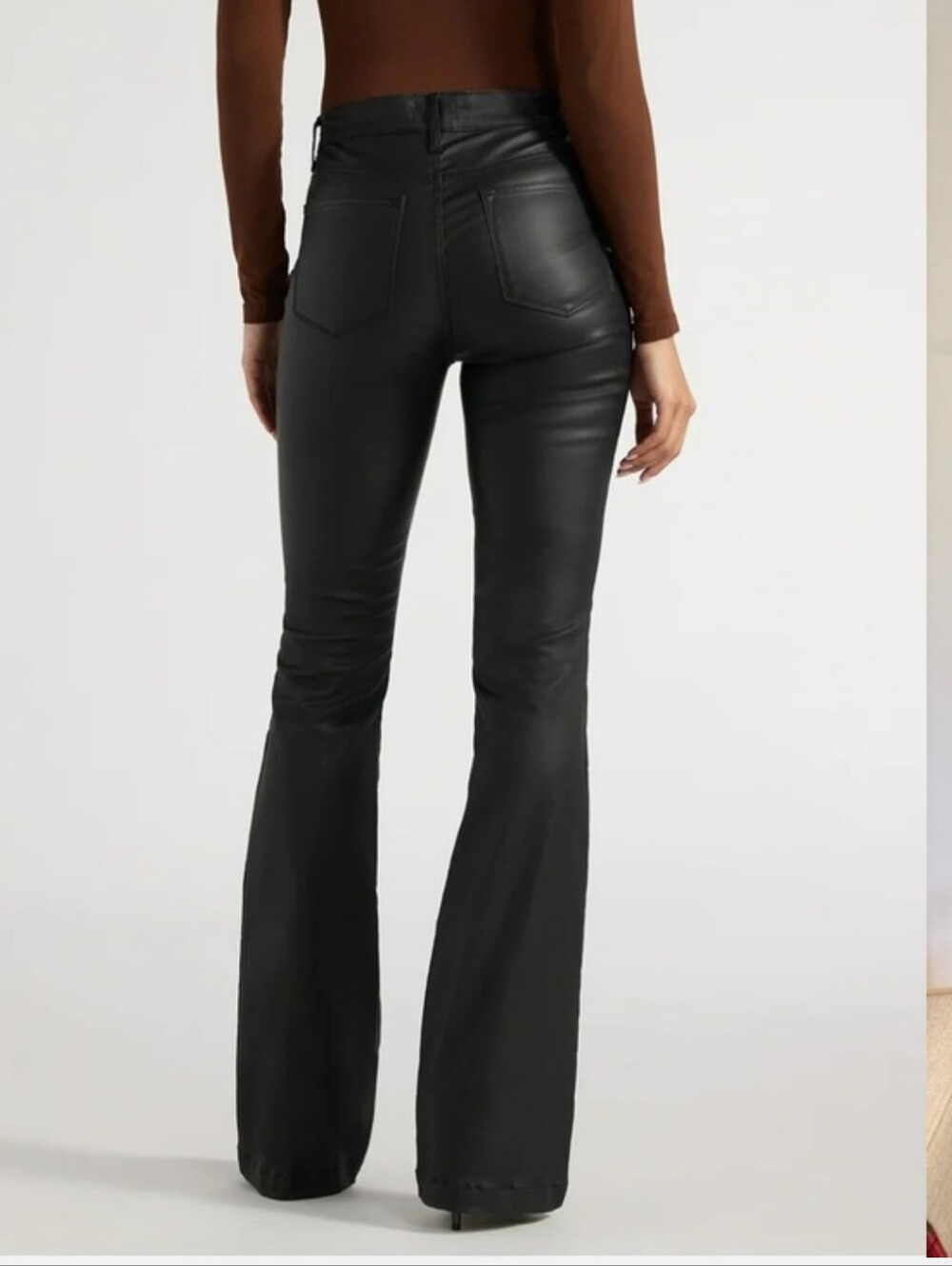 Sofia Jeans Vergara Melisa Flare High Rise Black Faux Leather Pants Size 4 - Picture 5 of 8